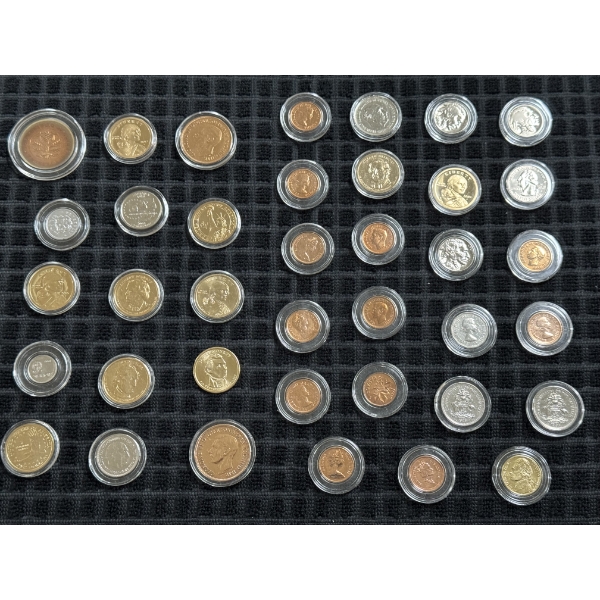 	Unique Coin Collection Of Various Sizes And Face Values, 38 Coins - Mint Condition