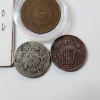 Image 8 : Lot of Older U.S. Coins: 1851 Braided Hair Large Cent, 1865 2 Cent, & (2) Sheild Nickels
