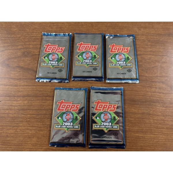 5 - 2003 Topps Baseball Unopened Wax Packs - Mint Condition - 10 Cards Per Pack