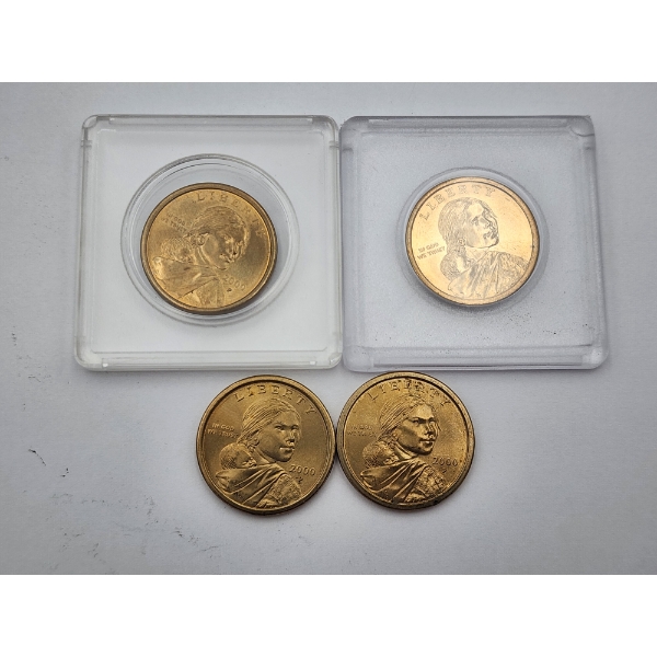 Four Assorted Sacagawea Dollars: 2009-P & (3) 2000-P