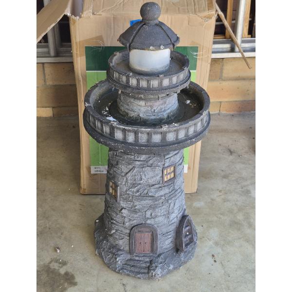 PICKUP IN CANTON - AS SHOWN GARDEN LIGHTHOUSE FOUNTAIN WITH BOX - PUMP ALL INCLUDED WORKS