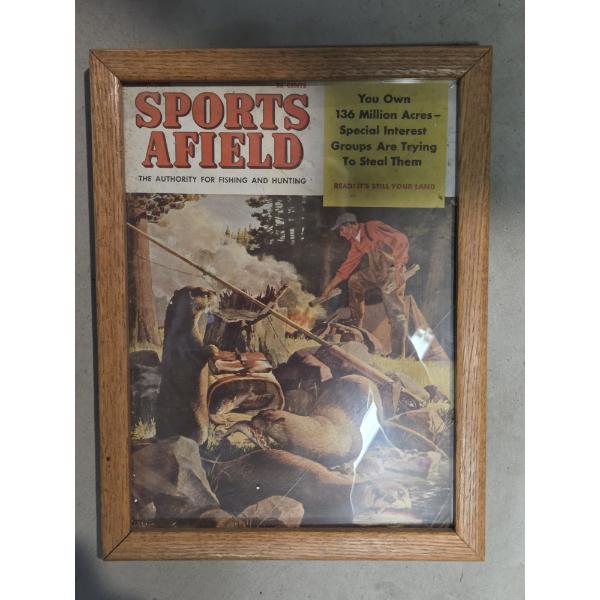 Vintage August Wood Framed Sports Afield Magazine 9.5'' x 12.5''
