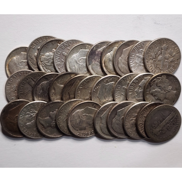 $3.00 Face Value in Assorted 90% Silver United States Dimes Ft. Mercury & Roosevelt Dimes