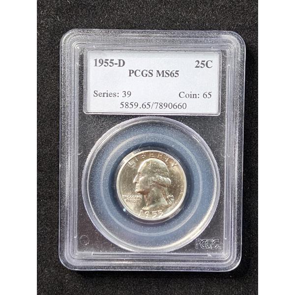 1955-D Silver Washington Quarter Graded by PCGS MS65
