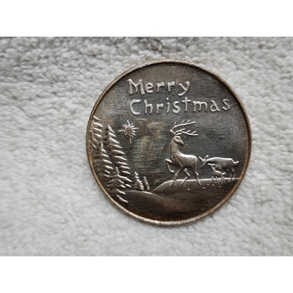 1 Troy Ounce Merry Christmas Reindeer Scene Round - "For Someone Special" 