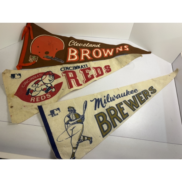 3 Pennants - Cleveland Browns - Cincinnati Reds - Milwakee Brewers 