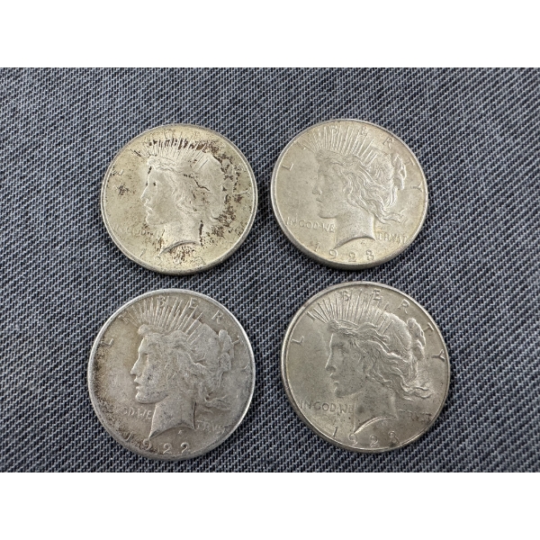 4 - United States Peace Silver Dollars - Tested & Guaranteed Authentic 