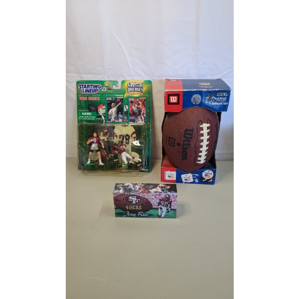 Assorted Football Collectibles Including Jerry Rice Pro Cube