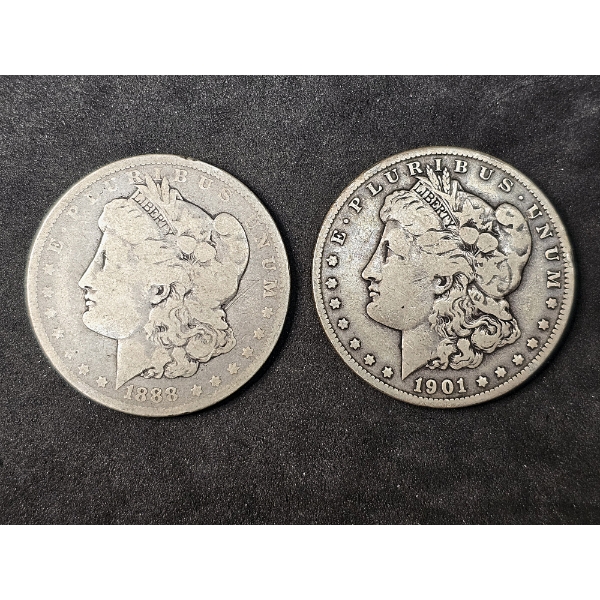 (2) Morgan Silver Dollars 1888 &1901-O