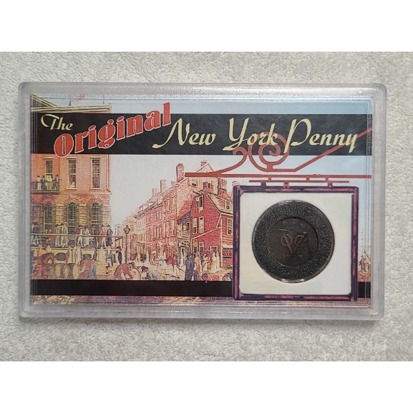 The Original New York Penny - Copper Duit Coin in Display With History Fact! Incredible Piece! 