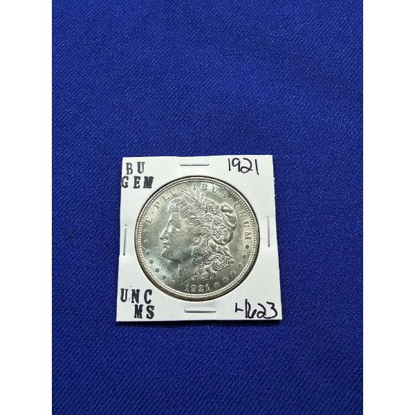 1921 Morgan Silver Dollar - Brilliant Uncirculated GEM - Mint Condition!