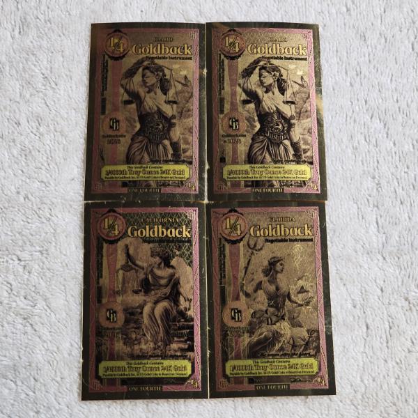 2026 Idaho, California, And Florida 1/4 Goldback 24K Gold Foil Aurum Notes Mixed Lot