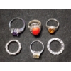 Image 2 : Lovely Sterling Silver Rings Including A Stunning Amber Stone Ring Weighing Total of 22.4 Grams