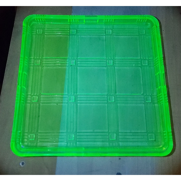 Vintage 8 1/4" X 8 1/4" Green Uranium Glass Refrigerator Dish By Hazel-Atlas