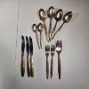 Image 1 : Silverplate Utensil Set: Serving Spoons, Forks, Knives - Total Weight: 1.2lbs