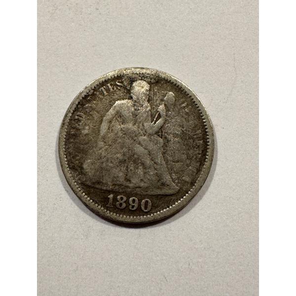 1890 United States Seated Liberty Silver Dime - Great Piece of History