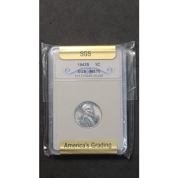 SGS 1943-S MS 70 Steel Lincoln Wartime Cent 