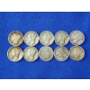 Image 1 : Lot of 10 Assorted Years Silver Mercury/Barber Dimes - 90% U.S. Silver - Face Value $1.00