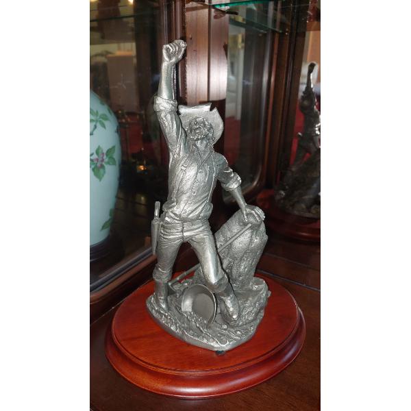 Old West Panning For Gold Old Miner Cast Metal Figure  App 10" Tall Excellent Condition