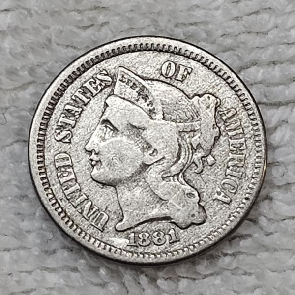 1881 Liberty Head Three Cent Nickel FV: $.03
