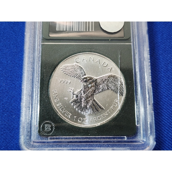 The Bradford Exchange Mint BU 2014 Canada Peregrine Falcon $5 1oz .9999 Silver Coin