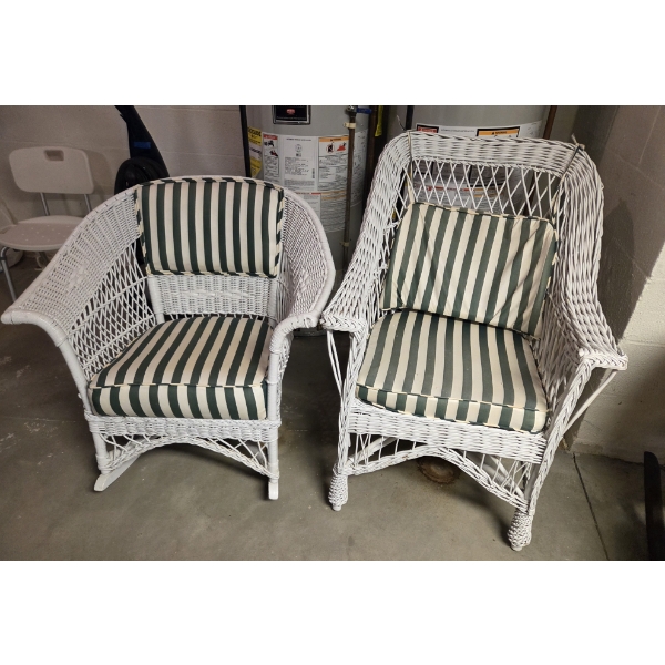 *Pick Up At Mantua Home-No Shipping Available* Great Condition Timeless White Wicker Rocker Chair & 