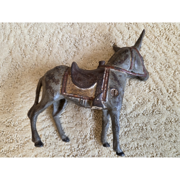 *Pick Up At Mantua Home-No Shipping Available* Amazing Vintage 6.5'' Cast Iron Donkey Coin Bank With