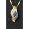 Image 2 : 14K Gold Necklace With 10K Gold Pendant W Blue And White Stones - Total Weight: 2.2g