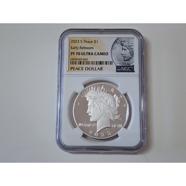 NGC GRADED PF 70 ULTRA CAMEO .999 Fine Silver 2023-S Peace Dollar Early Releases