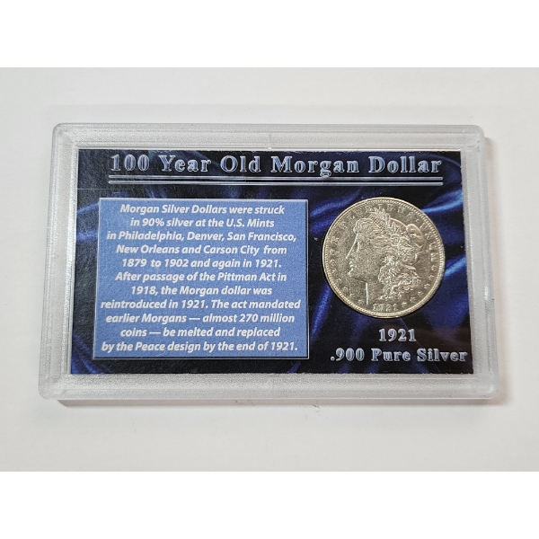 1921-D 90% Silver Morgan Dollar - First Commemorative Mint 