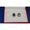 Image 1 : 10K Gold Earrings With Oval Blue & Purple Stone - Weight:1.9g