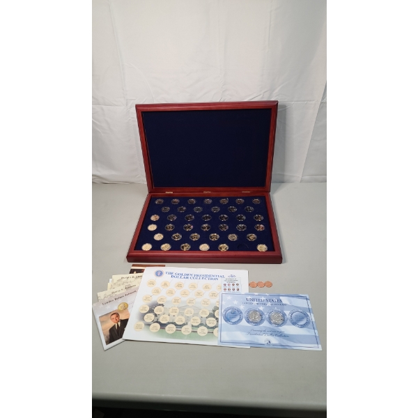 Morgan Mint Golden Presidential Dollar Collection In Case With (2) Extra Coins- Face Value: $39.04
