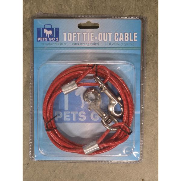Weather Resistant Red Pets Go 2 10 Foot Tie Out Cable With Extra Strong Swivel Hook 