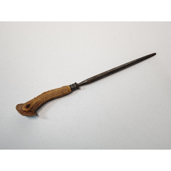 Vintage Antler Handle Knife Sharpener with Sterling Accents 