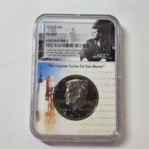 NGC PF 68* 1971-S Kennedy Half Dollar "We Choose to go to the Moon" 