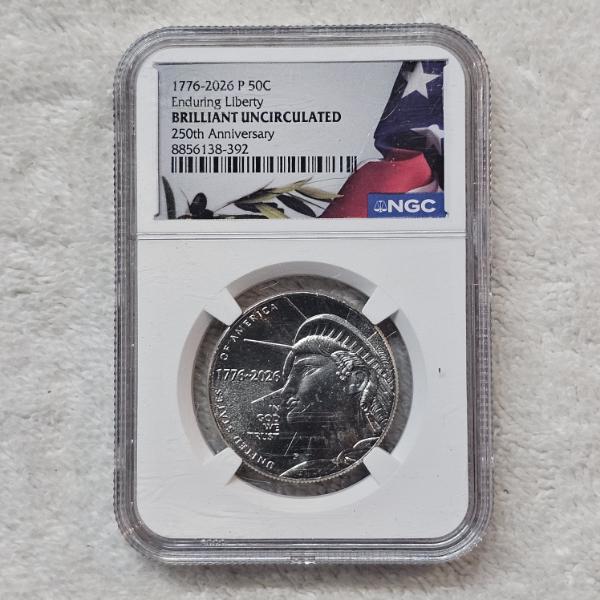 NGC BRILLIANT UNCIRCULATED 1776-2026 P Enduring Liberty Half Dollar 50C Special Label