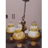 Image 2 : Vintage 5 Globe Yellow Flower Painted Over Milk Glass Shades - Electric - Just Needs Wiring Extentio