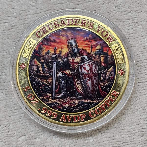 Crusader's Vow 5 Oz .999 AVDP Copper Round