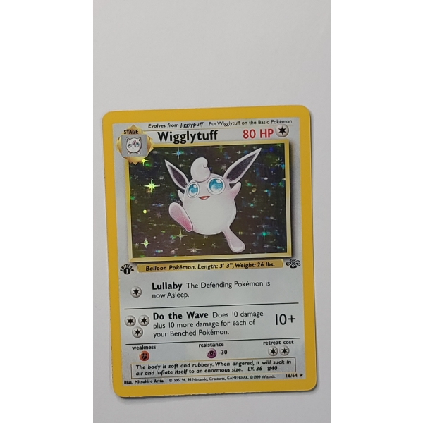 1999 Wigglytuff #16/64 HOLO RARE Pokemon Trading Card From The Jungle Set - Near Mint Condition 