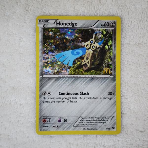 Honedge 7/12 Holo Rare McDonald's Promo Pokemon Trading Card