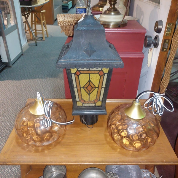 3 Pc Vintage Ceiling Hanging Lanterns - All Working In Ex Condition