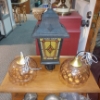 Image 1 : 3 Pc Vintage Ceiling Hanging Lanterns - All Working In Ex Condition