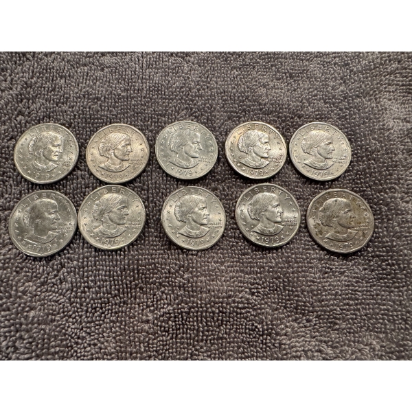10 - 1979 United States Susan B. Anthony Dollar Coins - Excellent Condition