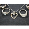 Image 5 : Sterling Silver Jewelry Assortment Ft. Necklace, Matching Earrings & Many Rings - 61 Grams Total