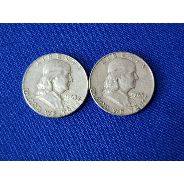 x2 1964 Franklin Half Dollars - 90% Silver - Face Value $1.00