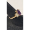 Image 3 : 14K Gold Marquise-Cut Amethyst Stone & Baguette-Cut Clear Crystal - Size 5 - Weight: 3.1g