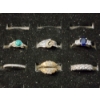Image 8 : Gorgeous Sterling Silver Rings Ft. Blue & White Sapphire & More - Total Weight: 13.2 Grams