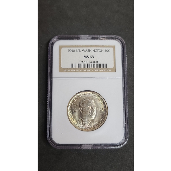 Numismatic Guaranty Corporation 1946 Booker T Washington MS 63 90% Silver Half Dollar