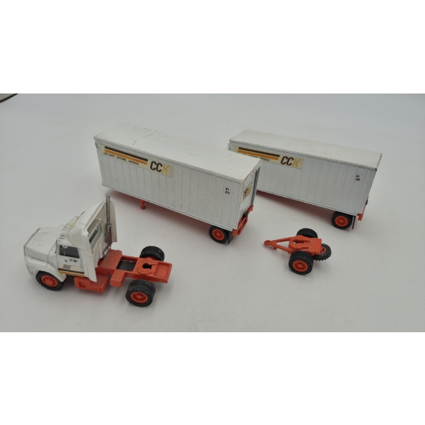 TOY COLLECTIBLE TRACTOR TRAILERS - 4 Pcs - TANDEM RIG - CONWAY CENTRAL EXPRESS By TOMKIN - SEE PICS