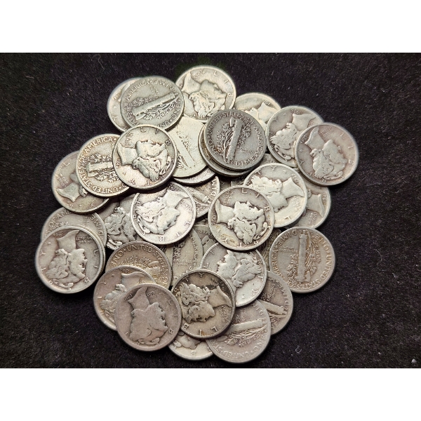 $4 Face Value in Assorted 90% Silver Dimes - Mercury & Roosevelt Dimes